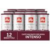 illy, Caffè Macinato per Moka Tostato INTENSO, 100% Arabica con Note di Cacao e Frutta Secca, Retrogusto Pieno e Corposo, Confezione da 12 Barattoli (12 x 185g)