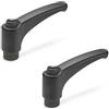 Ganter Normelemente | 2 leve di serraggio in plastica, presa in ottone | GN 603-44-M5-DSG | filettatura M5