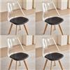HJhomeheart Set di 4 Sedie da Pranzo Moderne Trasparenti, Sedie da Pranzo Imbottite Rimovibili, Sedie da Cucina dal Design Scandinavo (PU-Nero)