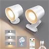 MEKKLEON Luci da lettura a LED con clip, lampada da parete con batteria ricaricabile, 3 colori e dimmerabili touch e telecomando, lampade da parete senza fili per soggiorno, camera da letto (bianco, 2)