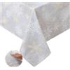 BrillShine Tovaglia Lavabile Rettangolare 140 x 210 cm Tovaglia Fiocco di Neve Tovaglia Natalizia Antimacchia Tovaglia Lavabile per Esterno Festa Giardino Cucina Bianco