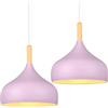 iDEGU 2 Pezzi Lampadario a Sospensione Retrò 24cm Lampada a Soffitto in Legna Metallo Moderna LED Lampada a Sospensione Stile Scandinavo Plafoniera per Soggiorno Sala da Pranzo Camera da Letto (Viola)