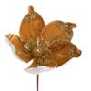 BIANCHI DINO Magnolia Fiore Pick Oro 15cm Velluto Decorazione Natalizia