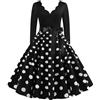 EFOFEI Abito da Cocktail Hepburn da Donna Abito Rockabilly Abito a Trapezio Abiti Anni '50 con Maniche Ad Aletta Nero M