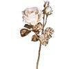 BIANCHI DINO Fiore Rosa 3 Boccioli con Foglie Oro 48cm Crema e Oro Decorazione Natalizia