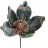 BIANCHI DINO Magnolia Fiore Pick Verde 15cm Velluto Decorazione Natalizia