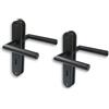 Alpertec Set di 2 accessori per la ristrutturazione della porta, in acciaio inox nero, per 2 ante con foro per barba, maniglia della porta, maniglia della porta