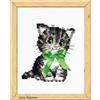 RIOLIS Happy Bee Ulysses - Kit Punto Croce contato, Motivo: micio con Fiocco, Multicolore