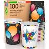 Baciato Caffè 100 Bicchieri in Carta 200ml Ecologici Biodegradabili Monouso Made in Italy Asporto Bevande Calde Acqua MIX Fantasie HAPPYDAY/BLACKPARTY - Prodotto e Confezionato in Italia