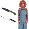 Carnavalife Chucky Scream - Coltello con sangue di bugia, per travestimento Halloween Chucky bambino adulto, 2 pezzi
