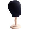 Generic Modello di Testa di Manichino con Base in Legno Espositore per Cappello per Occhiali, testa nera