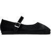 BOSANOVA Ballerine piatte stile Mary Jane in materiale di velluto con dettaglio in vira con cucito e striscia sulla tomaia con fibbia metallica. Chiusura con fibbia. Scarpe da donna, Nero , 40 EU