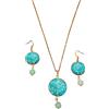 Lunix Parure Dipinti Con Pietra Naturale Set Orecchini Collana con Ciondolo Cabochon, Idea Originale per Regalo Natale, Fatto a Mano, Gioielli Donna (Amazzonite Ramo Mandorlo)