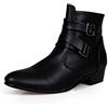 Generisch Stivali in pelle da uomo foderati impermeabili con tacco - Stivali a punta neri da moto con plateau - Moda Bianca Similpelle Scarpe da trekking Stivali invernali, Nero , 43 EU