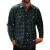 Halfword Camicia Flanella Uomo Quadri Camicia Casual Maniche Lunghe Pile dalla Cotone Loose Fit