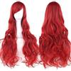 Funmo Rossa Lunga,Parrucca cosplay capelli lunghi ricci naturali,Parrucche a Onde Lunghe Parrucca Sintetica per Cosplay, Festa, Uso Quotidiano (Rosso)