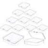Prmape 12 Pezzi Scatole Plastica con Coperchio Piccole, 9.5x9.5x2.8cm Piccole Scatole Plastica Trasparente, Mini Scatola Porta Oggetti per Pillole Perline Gioielli e Oggetti Artigianali