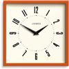 Jones Clocks® Box Orologio a parete | Orologio quadrato retrò | 25cm | Arancione | Numeri facili da leggere | Orologio perfetto per cucina o da ufficio