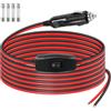 GELRHONR Spina maschio per accendisigari da 12 V con cavo e interruttore on/off, ricambio per presa accendisigari da 15 Amp, cavo resistente con luce LED per auto, radio Cb, compressore d'aria (2 m)