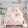 PNHCL Piumino Singolo 4 Stagioni Cuore Rosa Piumone Letto Singolo Bambino 140x200 cm Super Morbida Trapunta in Microfibra per Tutte le Stagioni, Lavabile in Lavatrice - Carino Arcobaleno