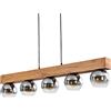 HOFSTEIN Lampada a sospensione moderna in metallo/MDF/vetro in colore Nero/Grigio fumo, lampada con altezza massima di 120 cm, 5 luci, 5 x E27, senza lampadina/e
