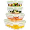 Home Fleek Contenitori In Vetro Per Alimenti Con Coperchio - Impilabili Meal Prep Contenitori Ermetici Per Alimenti Vetro, Adatti Microonde E Congelatore Contenitori Cibo Ventro (Set di 4, Verde)