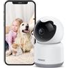 ANNKE Crater 2 WiFi Telecamera di Sicurezza, 3MP Telecamera Interna a 360 Gradi con Audio Bidirezionale, Rilevamento del Movimento Umano, Archiviazione su cloud e scheda SD, Funziona con Alexa,Bianco