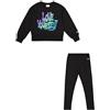 Champion Legacy Script Shop G (405043) -Ultra-Light Soft Compact Powerblend Fleece Crewneck & Leggings Completo, Marshmallow/Nero (STR/NBK), 5-6 Anni Bambina