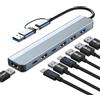 Obllemn Adattatore USB C 3.0 Hub 7 in 1 multiporta con USB 3.0, 2.0, splitter e hub di tipo C, per MacBook Air/Pro, Galaxy, iPad, Windows, laptop, PS4/PS5