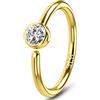 OUFER 20G Anello Naso Gold Seamless Open Piercing Naso Argento 925 CZ Trasparente Piercing Naso Nostril 10 mm Nose Piercing Nose Hoop Piercing Naso Donna Anellino