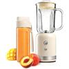Wintem Frullatore Elettrico Crema 350W 3 Velocità e Funzione Pulse - Ideale per Preparare Frullati e Centrifughe da Portare Grazie alla Comoda Borraccia Integrata si 0,6L - Lame in Acciaio Inox