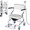 Generico Sedia Comoda WC per Anziani, Comoda WC per Anziani con Rotelle, Sedia da Doccia per Anziani con Morbido Cuscino, Carrozzina Doccia per Disabili con WC, Portata 150kg (White, 64x55x88cm)