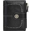 FORRICA Portafoglio Donna Piccolo RFID Blocco Cerniera Portamonete Vintage Pelle PU Pochette Portafogli 19 Slot per Carte Nero