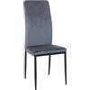 CLP Sedia da pranzo Savino I Sedia da cucina con struttura a quattro gambe, Colore:grigio chiaro, Materiale:Velluto