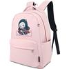Roffatide Anime Demon Slayer Kamado Nezuko Zaino per Ragazze Stampato in Nylon Leggero Rosa