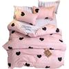 ED-Lumos Set copripiumino per letto singolo con lenzuola e 2 federe, motivo a cuori rosa, 4 pezzi