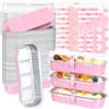 KAHEIGN 50 Pezzi Mini Teglie per Pane con Coperchi e Cucchiai, 200ml Pentole Rettangolari in Foglio di Alluminio con Adesivo Sigillante per Pane Torta Nozze Compleanno Picnic Festa (Rosa Argento)