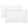 CaliTime Federe per Cuscini Confezione da 2 Fodere per Cuscini in Morbida Ciniglia Morbida Tinta Solida con Pom Pom per Divano Divano Decorazione della Casa 30 cm x 50 cm Bianco
