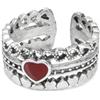 Vestopazzo anello a fascia mix cuore rosso placcato in argento.Lavorazione artigianale.Misura regolabile,Nickel tested.Unisex