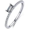 Bellitia Jewelry Anello Donna Argento 925 Placcato in Oro/Oro Bianco, Anello di Fidanzamento Anniversario Matrimonio Fedi Nuziali Anello Solitario con Diamante Simulato Zirconi, Taglio Smeraldo