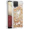 SEHEYA Custodia Glitter compatibile con Samsung Galaxy A12 Cover Brillantini con Paillettes Glitterate Liquido TPU Morbido Antiurto Trasparente Protettivo Silicone Case, Oro