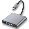 WEHOOM Adattatore USB C a HDMI 3 in 1 - 4K Con Porta USB 3.0/PD - Compatibile Con MacBook/Pro/Air/Samsung/Huawei/iPad Pro/S8/S9/ChromeBook (Grigio)