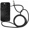 Coalbooliy Custodia con Cordino per iPhone 16 Pro Max 6,9, Morbido Silicone Bumper Cover Modello Leopardato con Laccio Collana Silicone Antiurto Protettivo Case Regolabile Cellulare Girocollo, 03