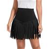 Ella Lust Gonne Donna con Frange - Sexy Cowgirl Eleganti Costumi Occidentale Abiti Skirt da Concerto di Campagna Frange per Vestiti Spiaggia Rave Coachella Outfit(Black,L,11161r)