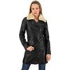 URBAN 5884 Giacca Lunga in Pelle da Donna, MILOU, Cappotto in Vera Pelle di Agnello, Giubbotto Invernale Aderente e Morbido al Tatto, Marrone, XL