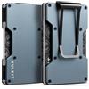 VULKIT Porta Carte di Credito Uomo Slim Portafoglio Uomo con Fermasoldi Piccolo Metallo Porta Schede Carte di Credito Donna Schermato RFID, Grigio Siderale