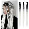 Dsoar Estensioni Dreadlock Sottili 20 Pollici Clip In Dreads Fatti a Mano Dreads 3Pcs Crochet Loc Extensions(Nero+Bianco)