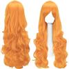 Funmo Rossa Lunga,Parrucca cosplay capelli lunghi ricci naturali,Parrucche a Onde Lunghe Parrucca Sintetica per Cosplay, Festa, Uso Quotidiano (Giallo)