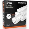 Eurocali 5 Tubi LED 90cm G13 T8 14W 1400 lumen - Bianco Naturale 4000K - Fascio Luminoso 160° - Sostituzione Neon
