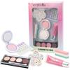 verybella Kit Make Up Contenente Palette con 4 Colorazioni di Ombretto, Lucidalabbra Alla Fragola, Hair Chalk Rosa, Stickers Colorati, Strass, Adesivi, Gessetto Viso